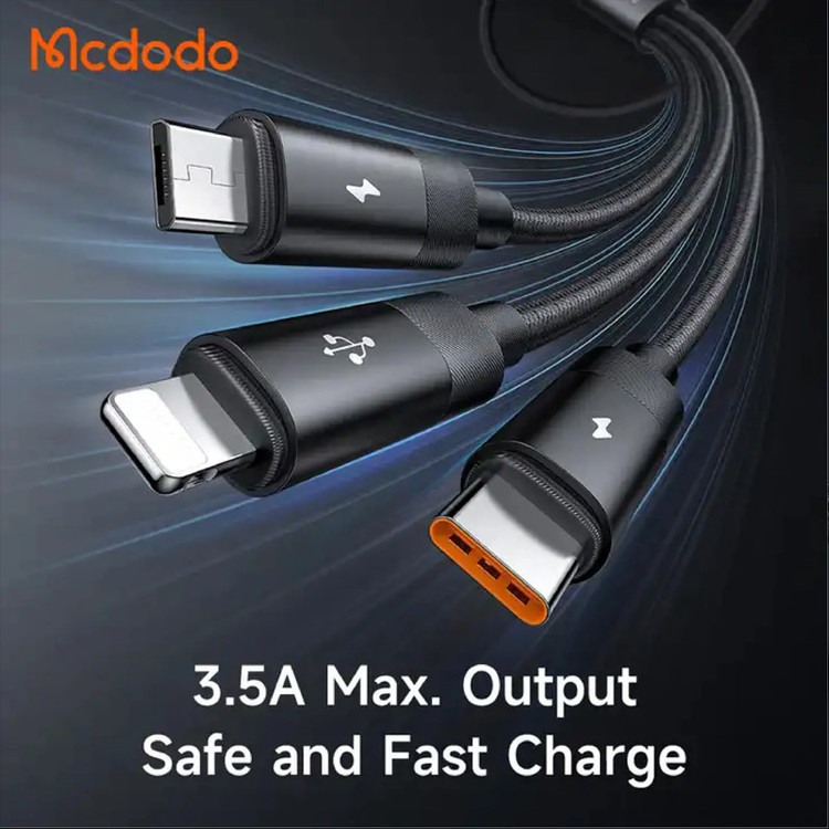 کابل تبدیل USB به MicoUSB/ USB-C / لایتنینگ مک دودو مدل CA-579 طول 1.2 متر