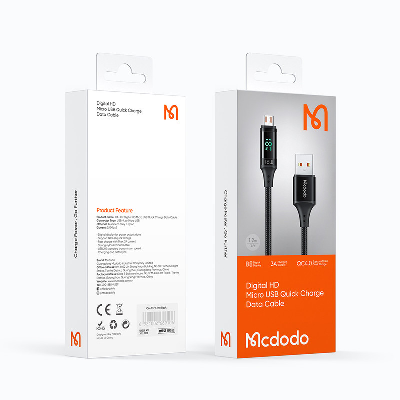 کابل تبدیل USB به MICROUSB مک دودو مدل CA-107 طول 1.2 متر