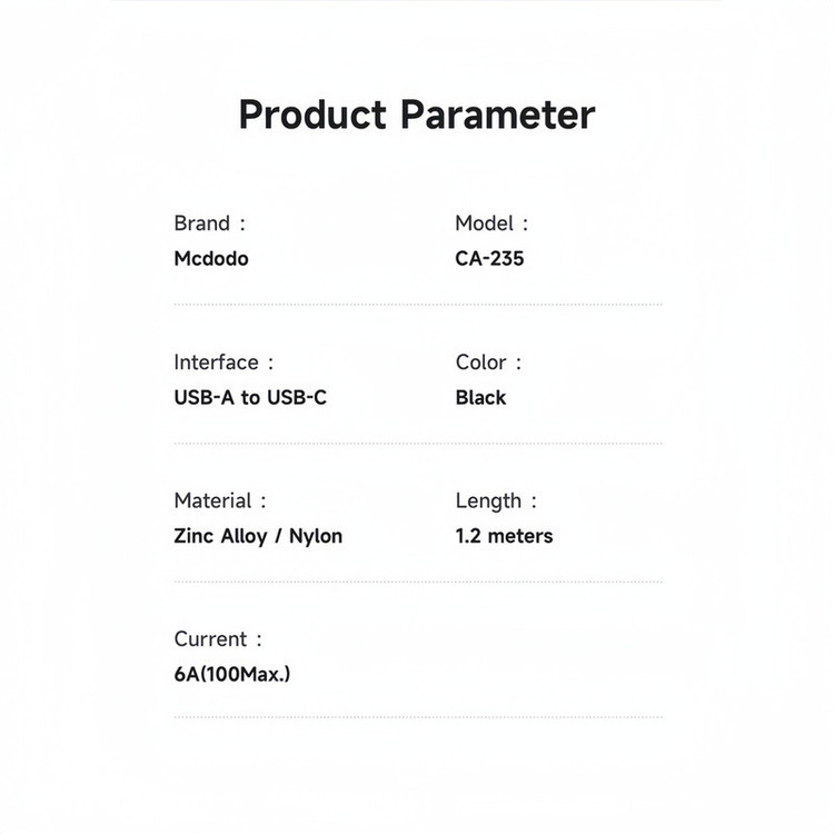 کابل تبدیل USB به USB-C مک دودو مدل CA-235 طول 1.2 متر