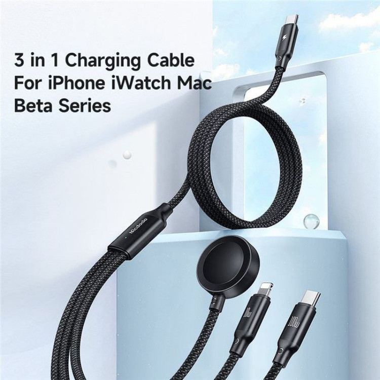 کابل تبدیل USB-C به میکرو اپل واچ/لایتنینگ/USB-C مک دودو مدل ca-4940 طول 1.2 متر