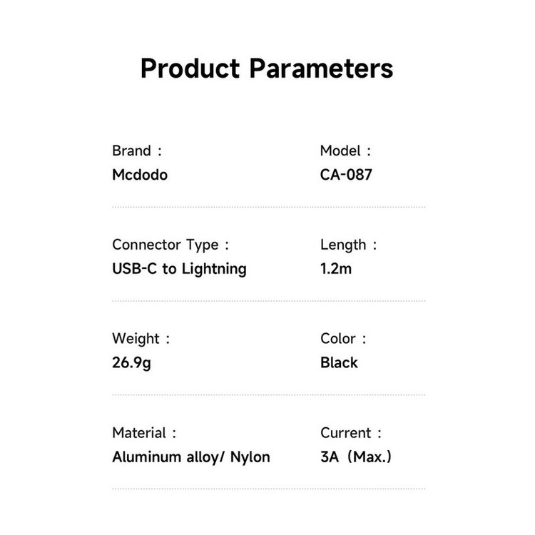 کابل تبدیل USB-C به لایتنینگ مک دودو مدل CA-087 طول 1.2 متر