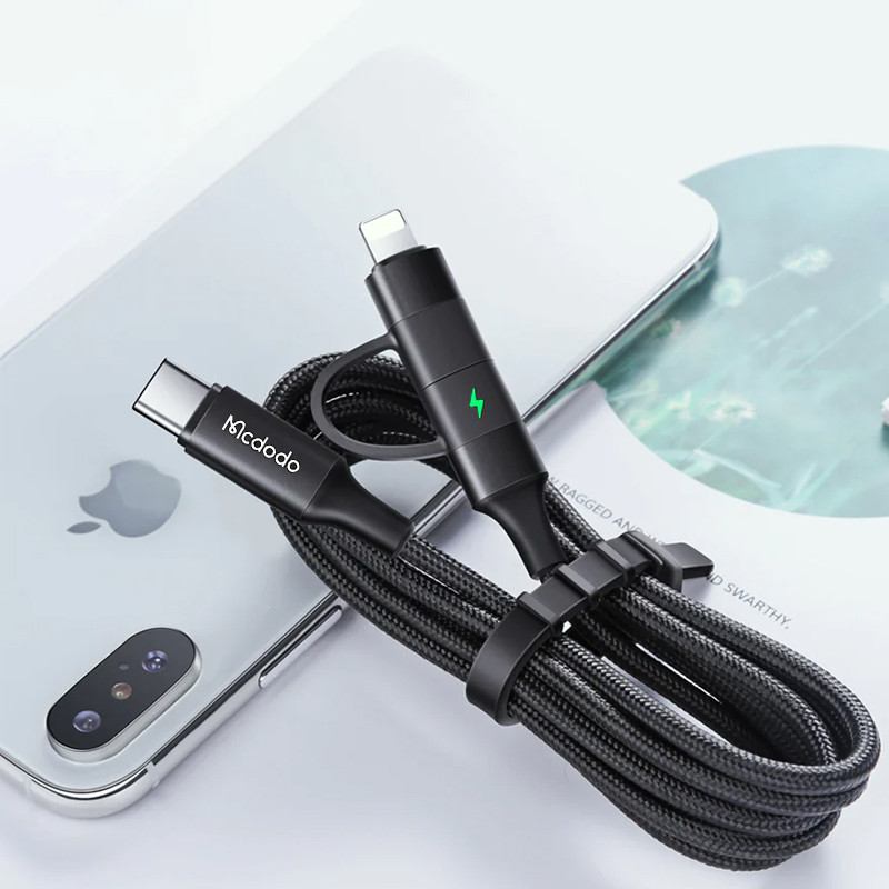 کابل تبدیل USB-C به لایتنینگ/USB-C مک دودو مدل 2IN1 PD Fast Charge طول 1.2 متر