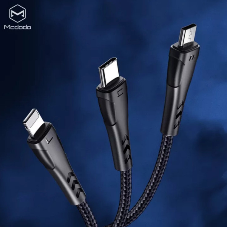 کابل تبدیل USB به Micro USB/ USB-C / لایتنینگ مک دودو مدل ca-696 طول 1.2 متر