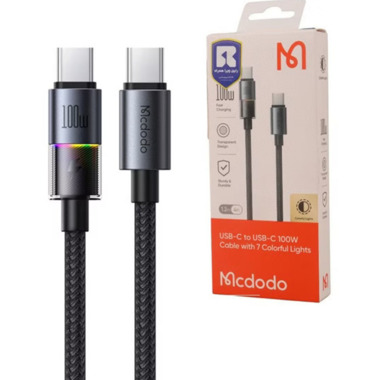 کابل USB-C مک دودو مدل 7colorful lights طول ۱.۲ متر