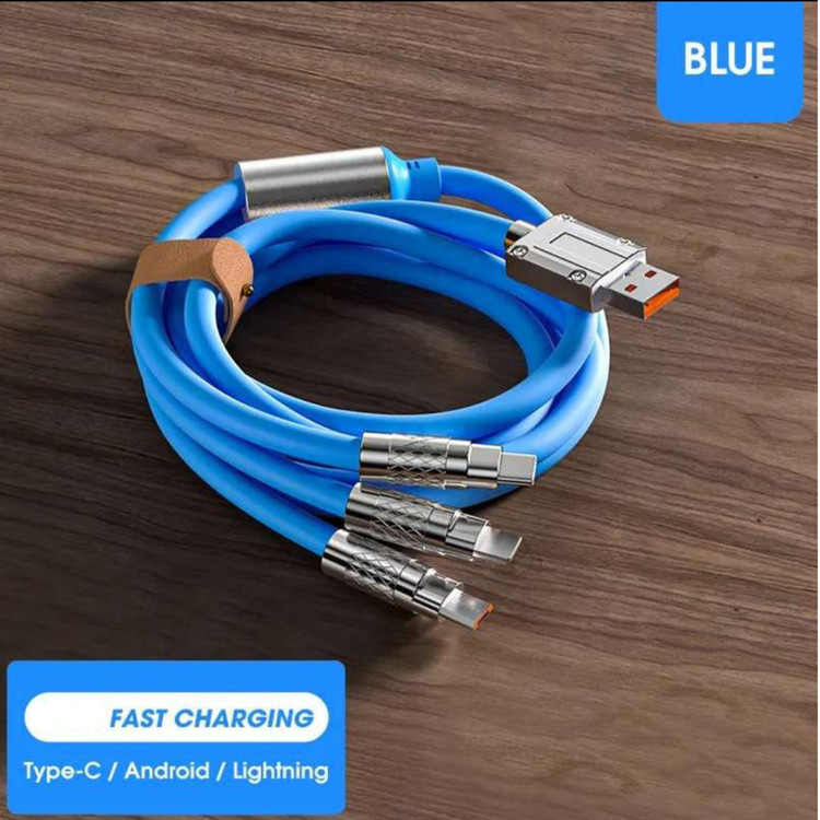 کابل تبدیل USB به لایتنینگ/MICROUSB/USB-C اچ تی ام مدل 3in1 به طول 1.2 متر